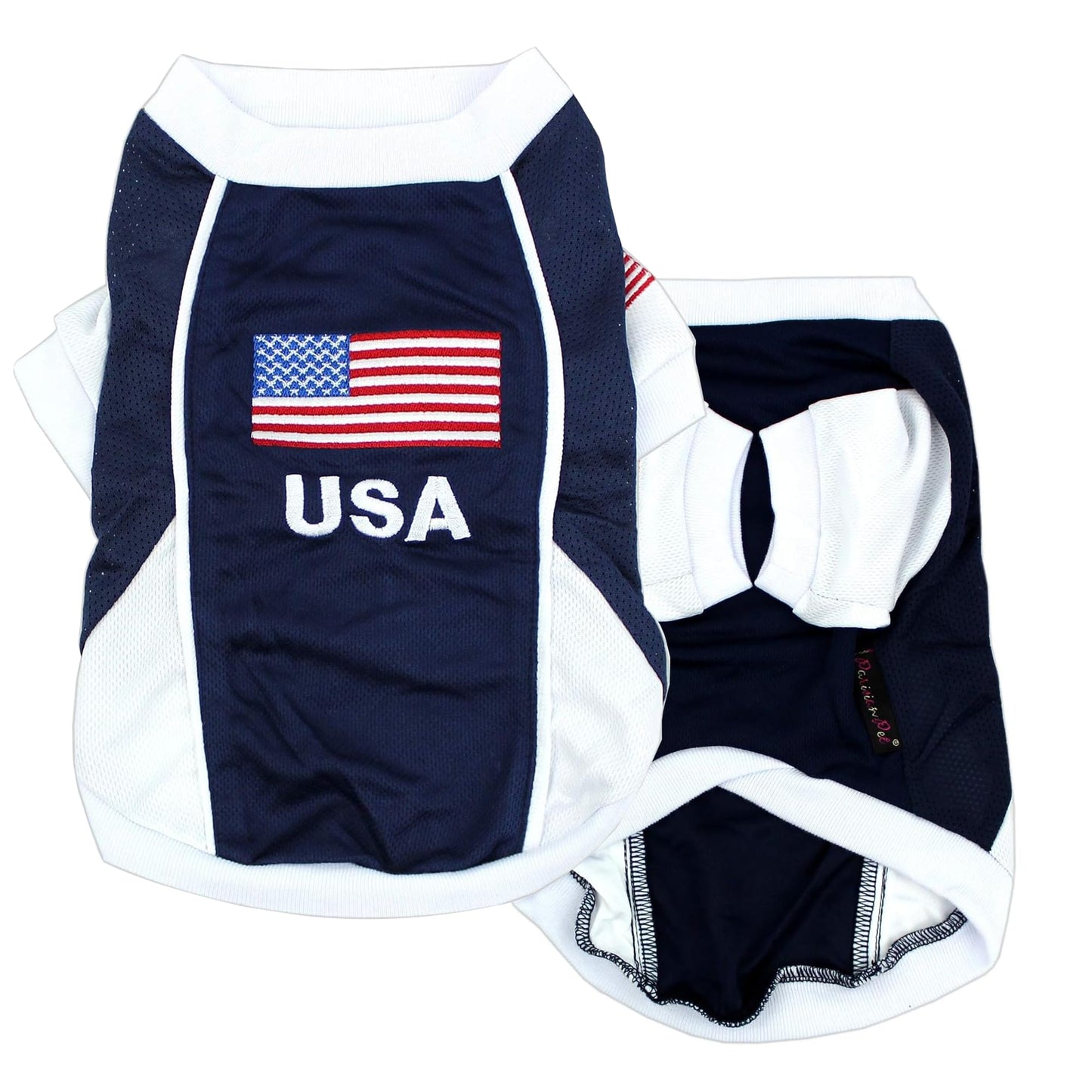 Parisian Pet Dog Jersey - Embroidered “ USA “ Breathable Mesh Fabric Dog Soccer Jersey - Basketball Football and Olympic Sportswear Pet Clothes - Lightweight Dog Jerseys for Large Dogs - XL2