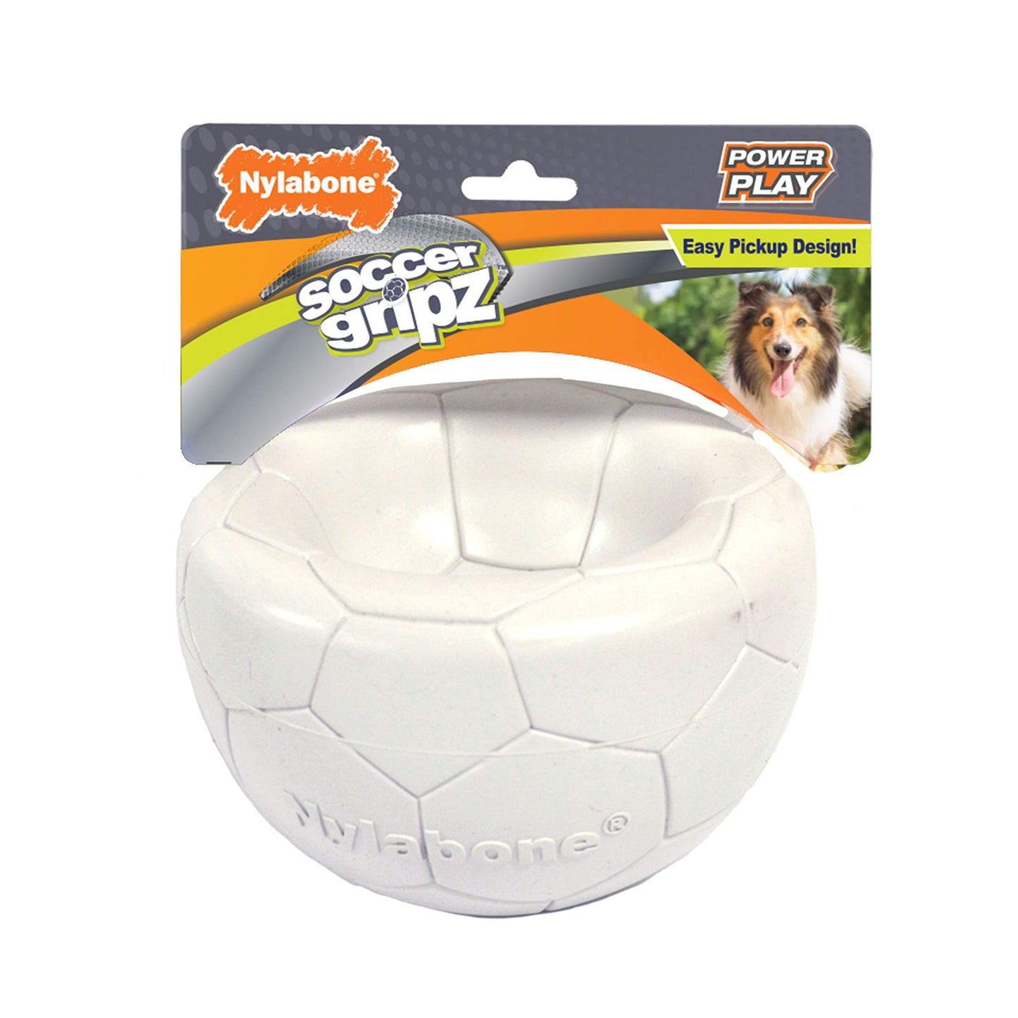 Nylabone Power Play Gripz Dog Soccer Ball Toy with Easy Pickup Design Medium - 5.5 in.