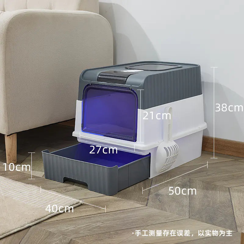 Large enclosed Cat Litter Box with litter tray & Anti-Splash Design