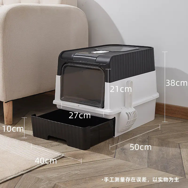 Large enclosed Cat Litter Box with litter tray & Anti-Splash Design