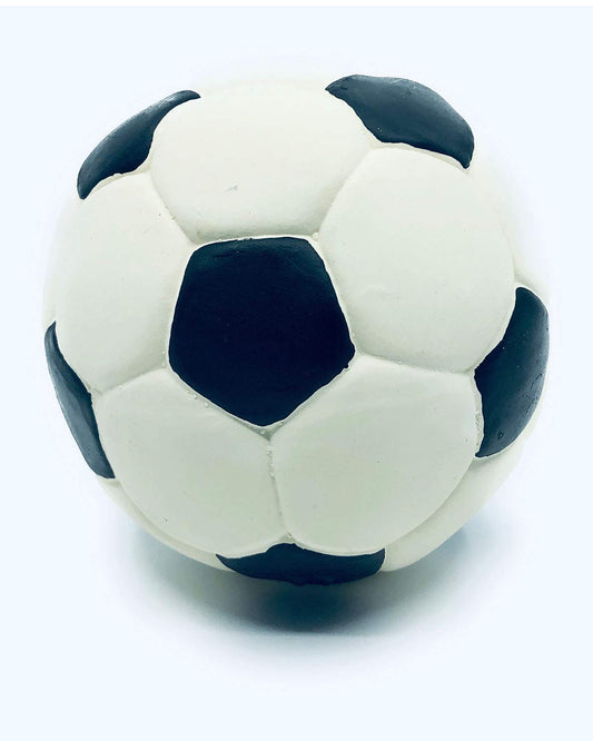 Large Soccer Ball - Soft Squeaky Dog Toy - Natural Rubber (Latex) - for Large Breed Dogs & Senior Dogs - 5" Diameter - Free from Harmful Chemicals