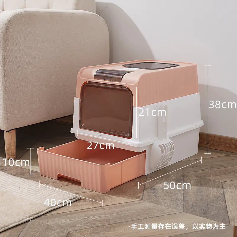 Large enclosed Cat Litter Box with litter tray & Anti-Splash Design