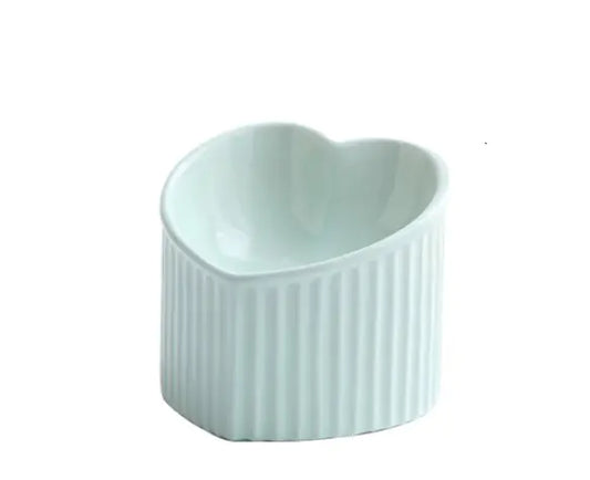 Raised Ceramic Pet Bowl with Slanted Design for Cats