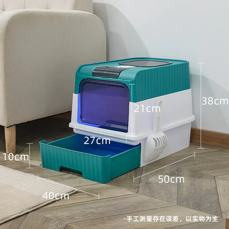 Large enclosed Cat Litter Box with litter tray & Anti-Splash Design