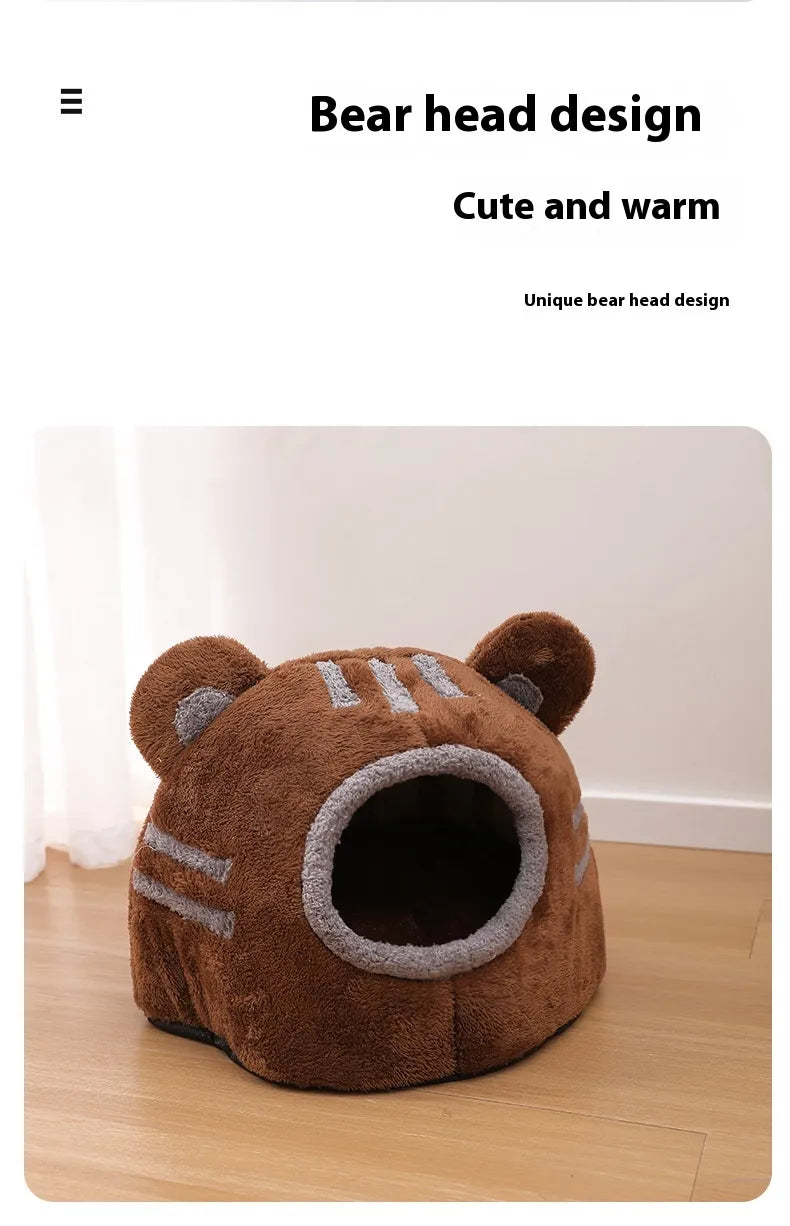 Semi-Closed Bear Head Cat Nest Bed.
