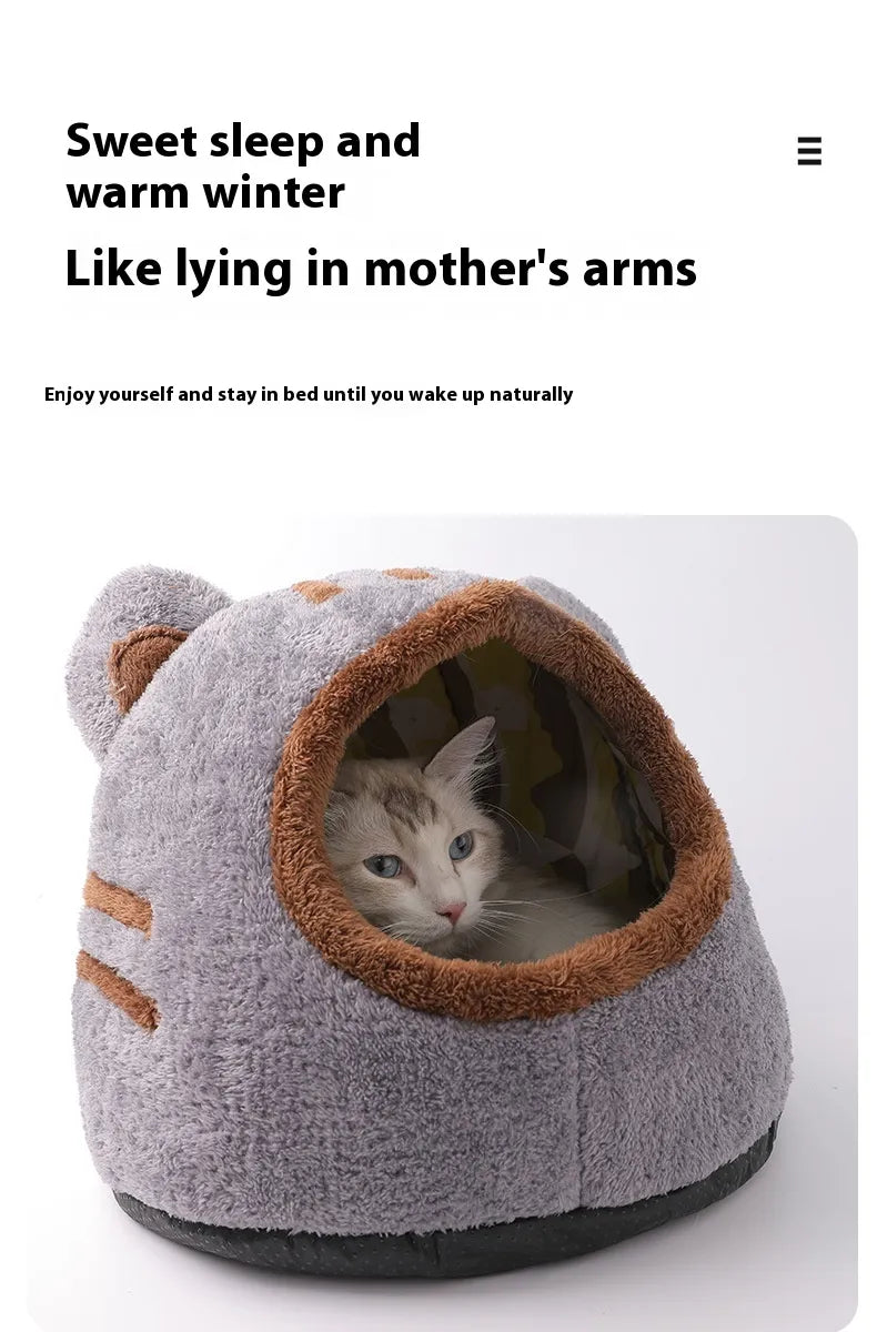 Semi-Closed Bear Head Cat Nest Bed.