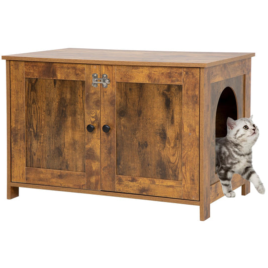 Best Cat Litter Box Enclosure Furniture HiddenWooden Cat Washroom Furniture Storage Cabinet Pet Crate House End Table with Removable DividerLarge EnoughFit Most Cats and Litter Box