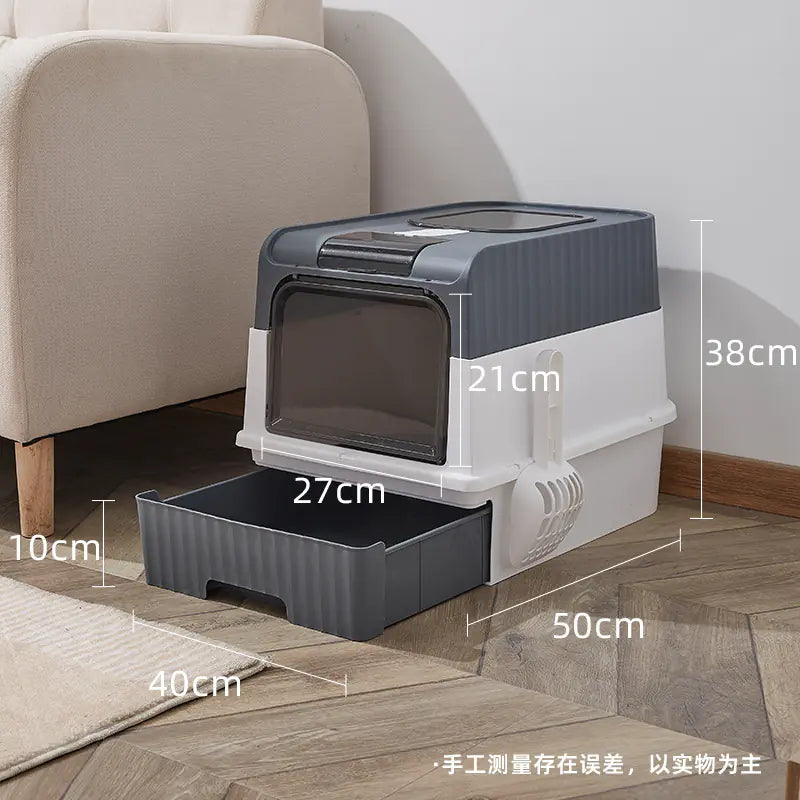 Large enclosed Cat Litter Box with litter tray & Anti-Splash Design