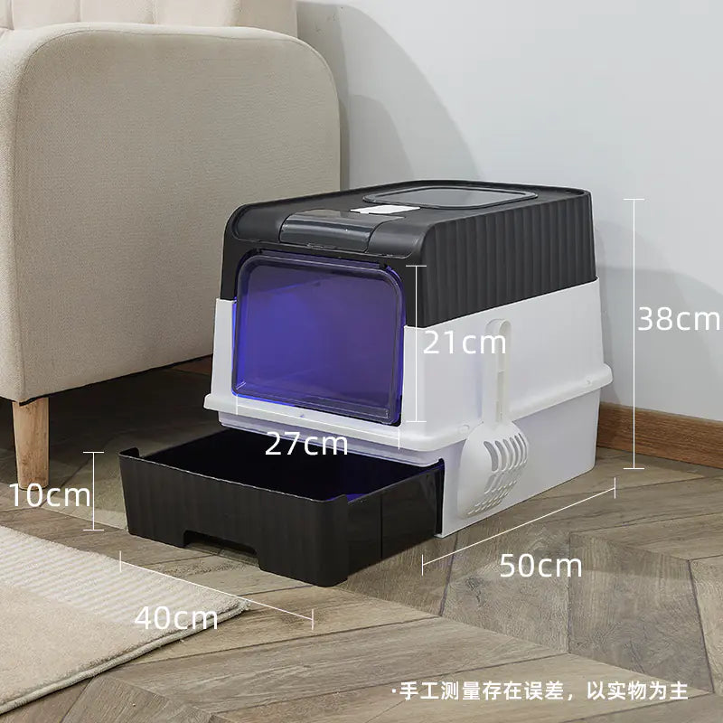Large enclosed Cat Litter Box with litter tray & Anti-Splash Design