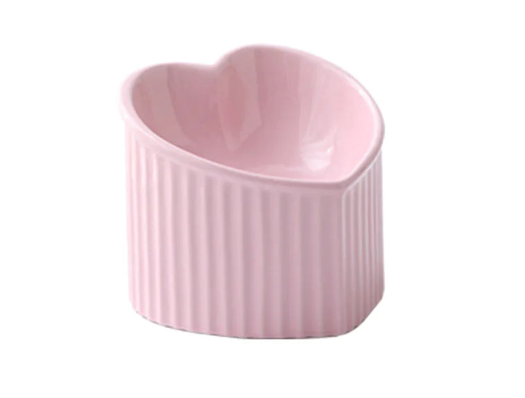 Raised Ceramic Pet Bowl with Slanted Design for Cats