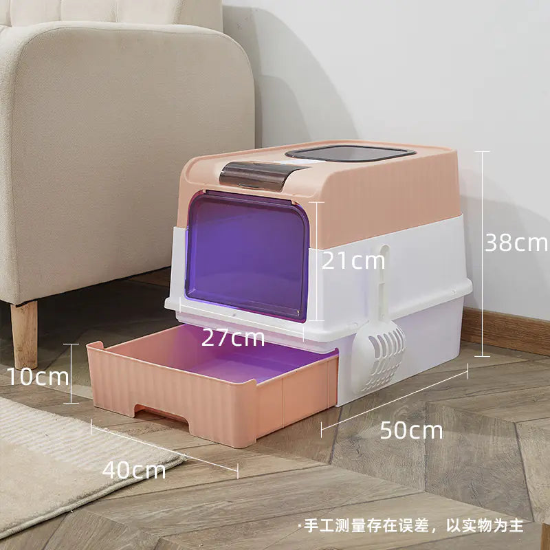 Large enclosed Cat Litter Box with litter tray & Anti-Splash Design